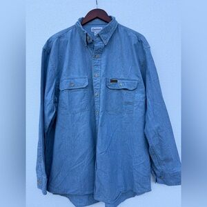 Carhartt Blue Chambray Collared Button Down Shirt